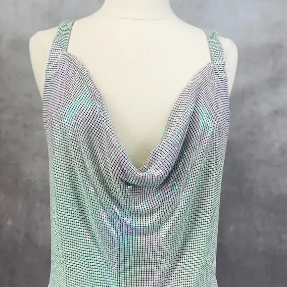 House of Harlow 1960 Rhinestone Mini Dress Womens Medium Disco Iridescent Club - Picture 3 of 9